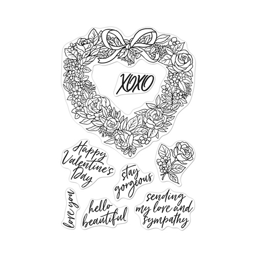 Hero Arts Stamp Floral Heart Wreath