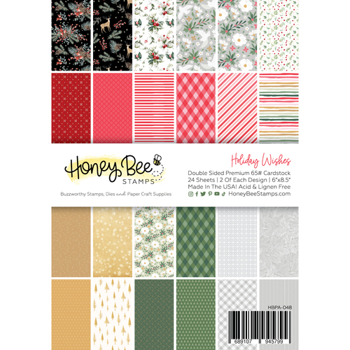 Honey Bee Holiday Wishes Paper Pad 6x8.5" 24 Double Sided Sheets 