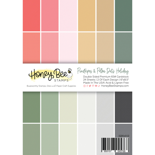 Honey Bee Pinstripes & Polka Dots: Holiday Paper Pad 6x8.5 24 Double Sided Sheets 