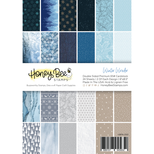 Honey Bee Winter Wonderland Paper Pad 6x8.5 24 Double Sided Sheets 
