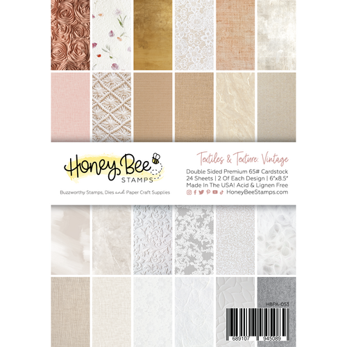 Honey Bee Textiles & Texture- Vintage Paper Pad 6x8.5 - 24 Double Sided Sheets 