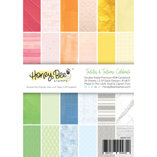 Honey Bee Textiles & Texture: Celebrate Paper Pad 6x8.5 - 24 Double Sided Sheets 