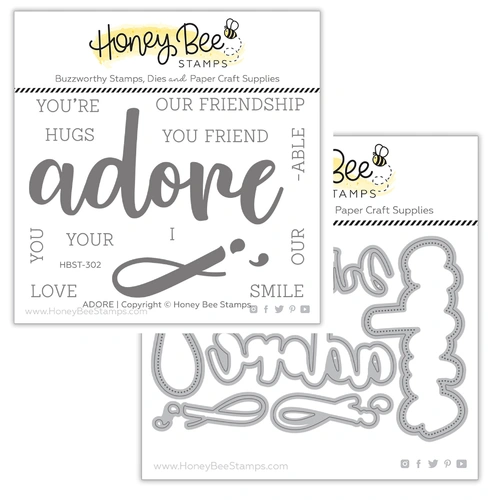 Honey Bee Adore Buzzword 3x4 Stamp & Die Bundle