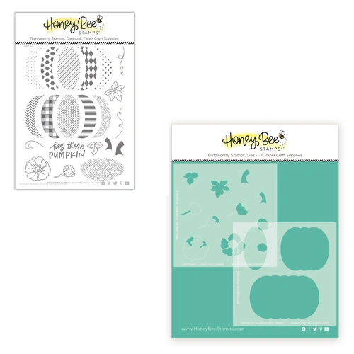Honey Bee Patchwork Pumpkin 6x8 Stamp & Stencil Bundle