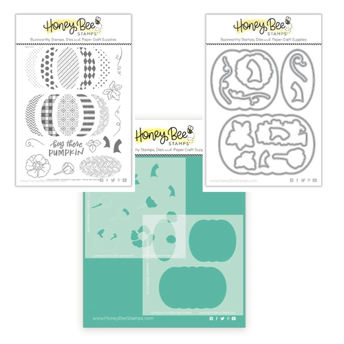 Honey Bee Patchwork Pumpkin 6x8 Stamp Die & Stencil Bundle