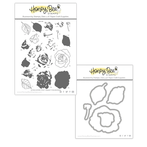Honey Bee Antique Layering Roses Stamp & Die Bundle