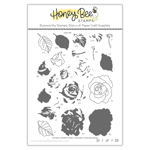 Honey Bee Antique Layering Roses Stamp Set