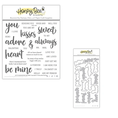 Honey Bee Bitty Buzzwords- Be Mine Stamp & Die Bundle