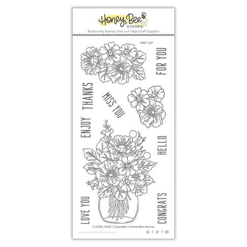 Honey Bee Floral Vase Stamp