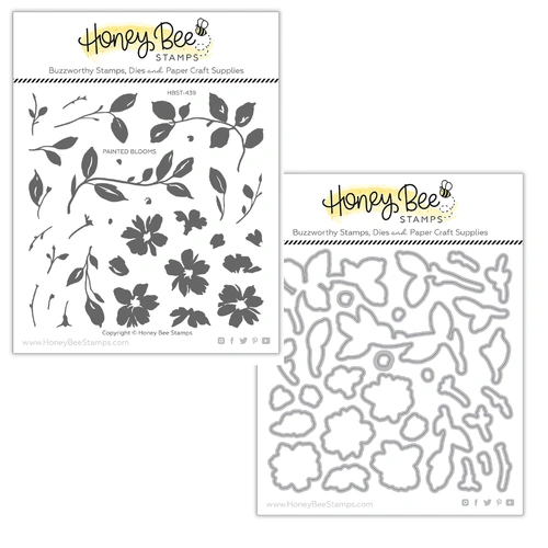 Honey Bee Painted Blooms Stamp and Die Bundle
