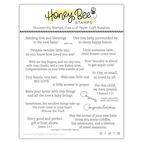 Honey Bee Inside: Welcome Baby Sentiments Stamp Set