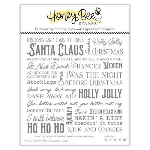 Honey Bee Holly Jolly Background Stamp Set