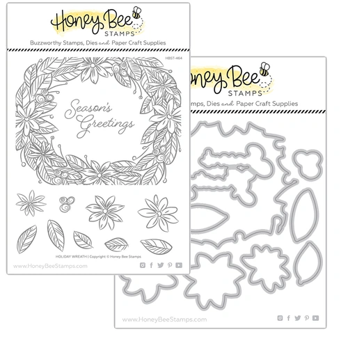 Honey Bee Holiday Wreath Stamp & Die Bundle