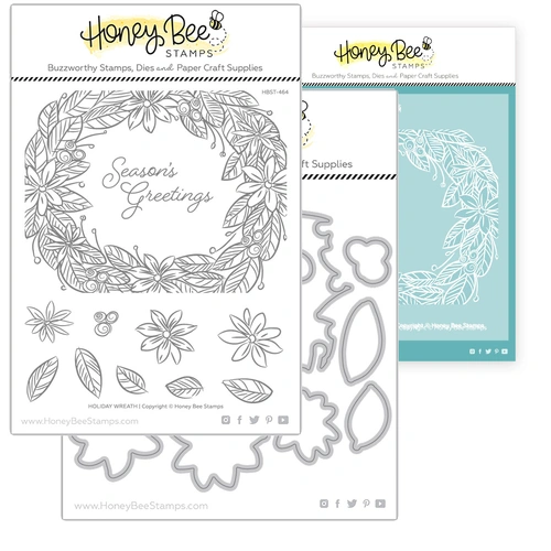 Honey Bee Holiday Wreath Stamp, Die & Stencil Bundle