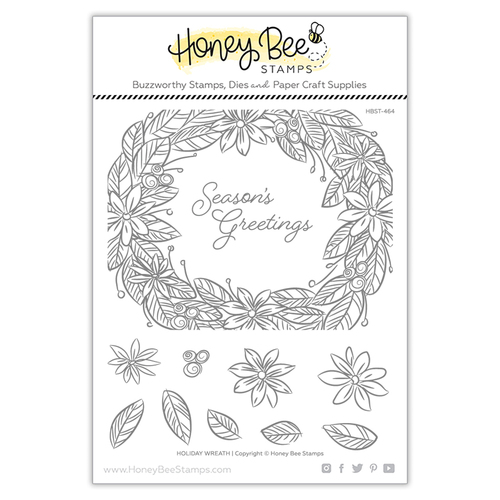 Honey Bee Holiday Wreath Stamp Set