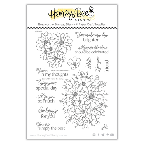 Honey Bee Daisy Layers Bouquet Stamp Set