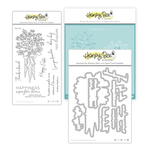 Honey Bee Garden Bouquet Stamp, Die & Stencil Bundle