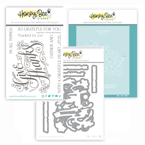 Honey Bee Give Thanks 4x5 Stamp, Die & Stencil Bundle