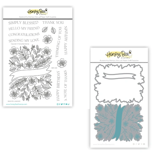 Honey Bee Bountiful Banner Stamp, Impressions Plate & Die Bundle