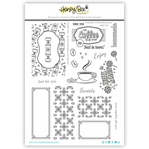 Honey Bee Vintage Gift Card Box Add-On - Fall Treats 6x8 Stamp Set