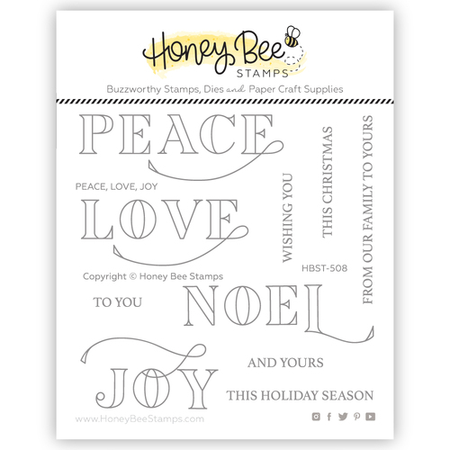 Honey Bee Peace, Love, Joy 4x4 Stamp Set