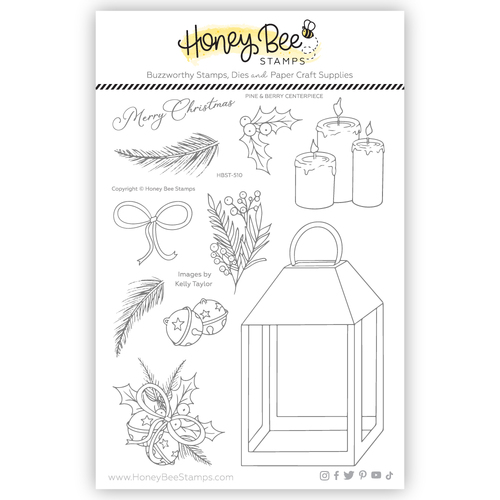 Honey Bee Pine & Berry Centerpiece 6x8 Stamp Set