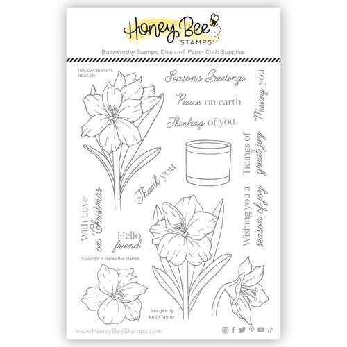 Honey Bee Holiday Blooms 6x8 Stamp Set