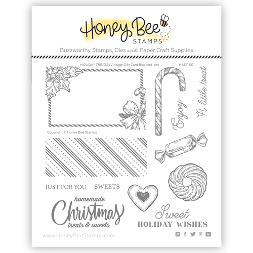 Honey Bee Holiday Treats Vintage Gift Card Box Add-On 6x6 Stamp Set