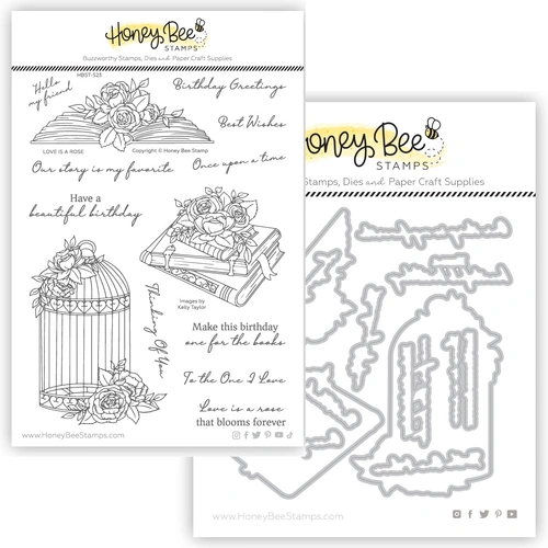 Honey Bee Love Is A Rose 6x8 Stamp & Die Bundle