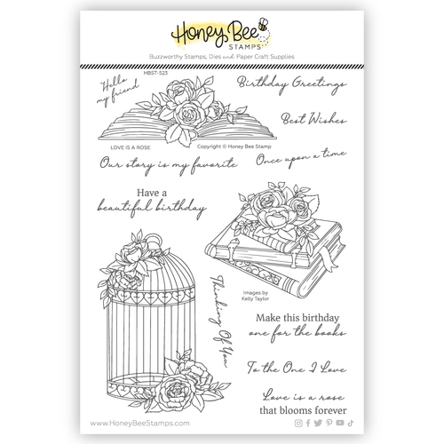 Honey Bee Love Is A Rose 6x8 Stamp Set