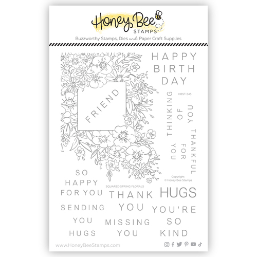 Honey Bee Squared Spring Florals 6x8 Stamp Set