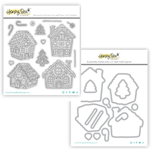 Honey Bee Peppermint Village 5x6 Stamp and Die Bundle