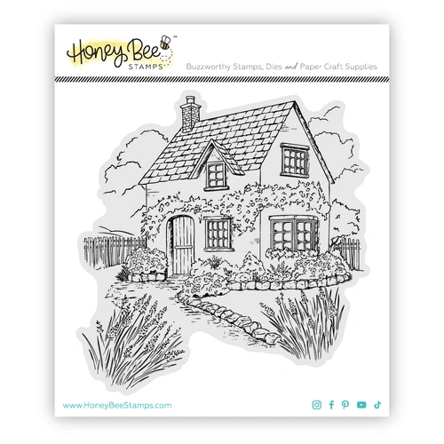 Honey Bee English Cottage 4.25x4.5 Red Rubber Stamp Set