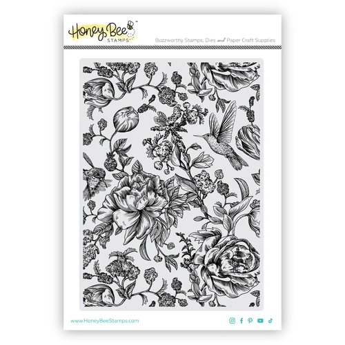 Honey Bee Zelia's English Garden 5x7 Red Rubber Background Stamp