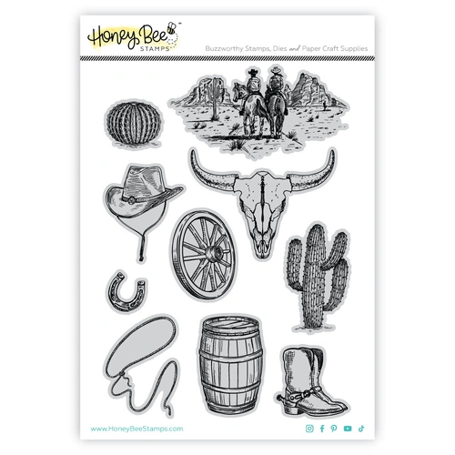 Honey Bee On The Range 5x7 Red Rubber Stamp Set