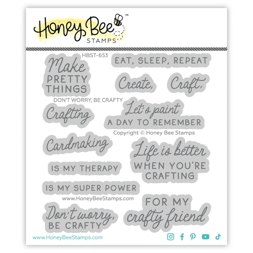 Honey Bee Don't Worry, Be Crafty 4x4 Stamp Set