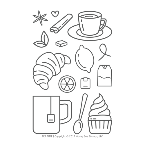 Honey Bee Tea Time Stamp