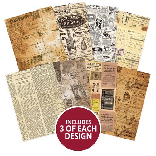 Hunkydory Vintage Newsprint Adorable Scorable Pattern Pack