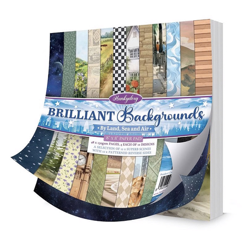 Hunkydory Brilliant Backgrounds : By Land, Sea and Air 8x8" Paper Pad