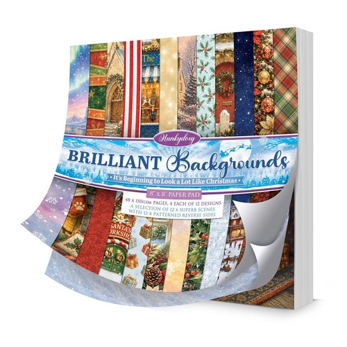 Hunkydory It's Beginning to Look a Lot Like Christmas 8x8" Brilliant Backgrounds Paper Pad