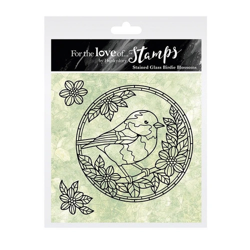 Hunkydory For the Love of Stamps - Stained Glass Birdie Blossoms Stamp