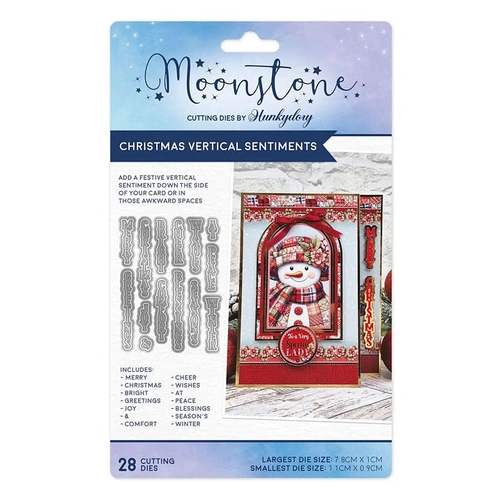 Hunkydory Moonstone Die - Christmas Vertical Sentiments