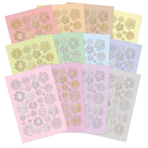 Hunkydory Stickables Pretty Pastels Self-Adhesive Die-Cut Foiled Flowers