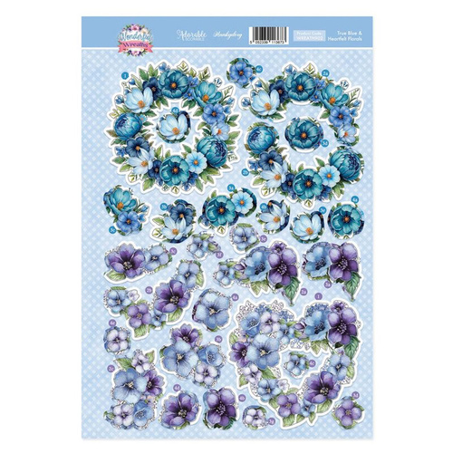 Hunkydory Wonderful Wreaths Decoupage Topper Sheet - True Blue & Heartfelt Florals 