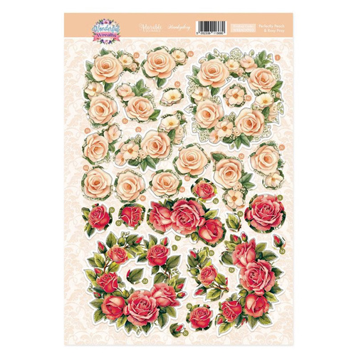 Hunkydory Wonderful Wreaths Decoupage Topper Sheet - Perfectly Peach & Rosy Posy 