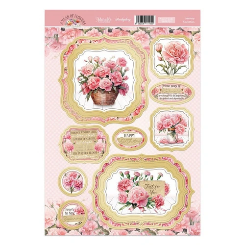 Hunkydory A Year of Flowers - January : Carnation Luxury Topper Sheet