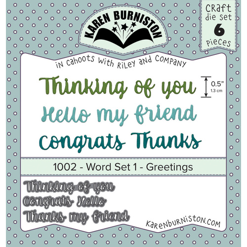 Karen Burniston Word Set 1 Greetings Die