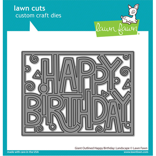 Lawn Fawn Giant Outlined Happy Birthday : Landscape Die