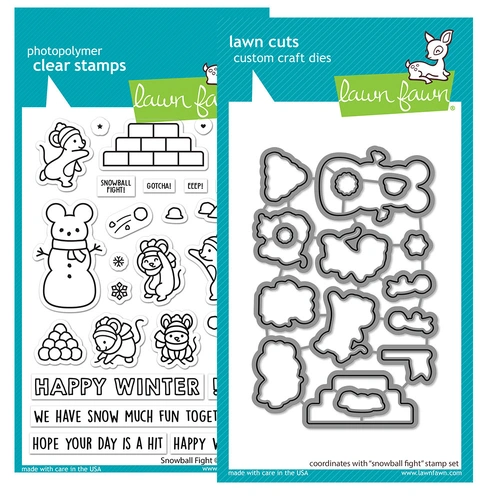 Lawn Fawn Snowball Fight Stamp & Die Bundle