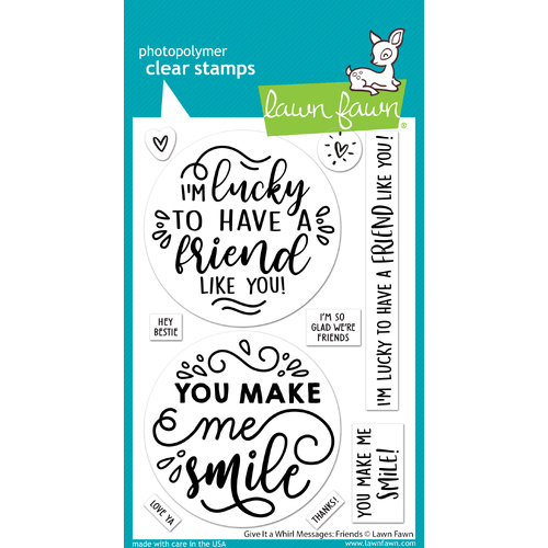 Lawn Fawn Give It A Whirl Messages: Friends Stamp